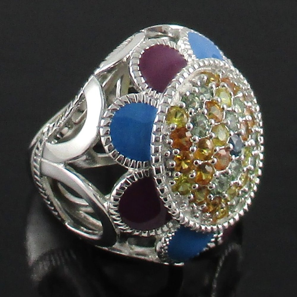 Sima K 2.22ct Multi Sapphire Enamel Dome Ring